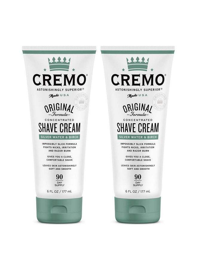 cremo Remo Barber Grade Silver Water & Birch Shave Cream Astonishingly Superior Ultraslick Shaving Cream Fights Nicks Cuts And Razor Burn 6 Fl Oz (Pack Of 2)  - Image 1