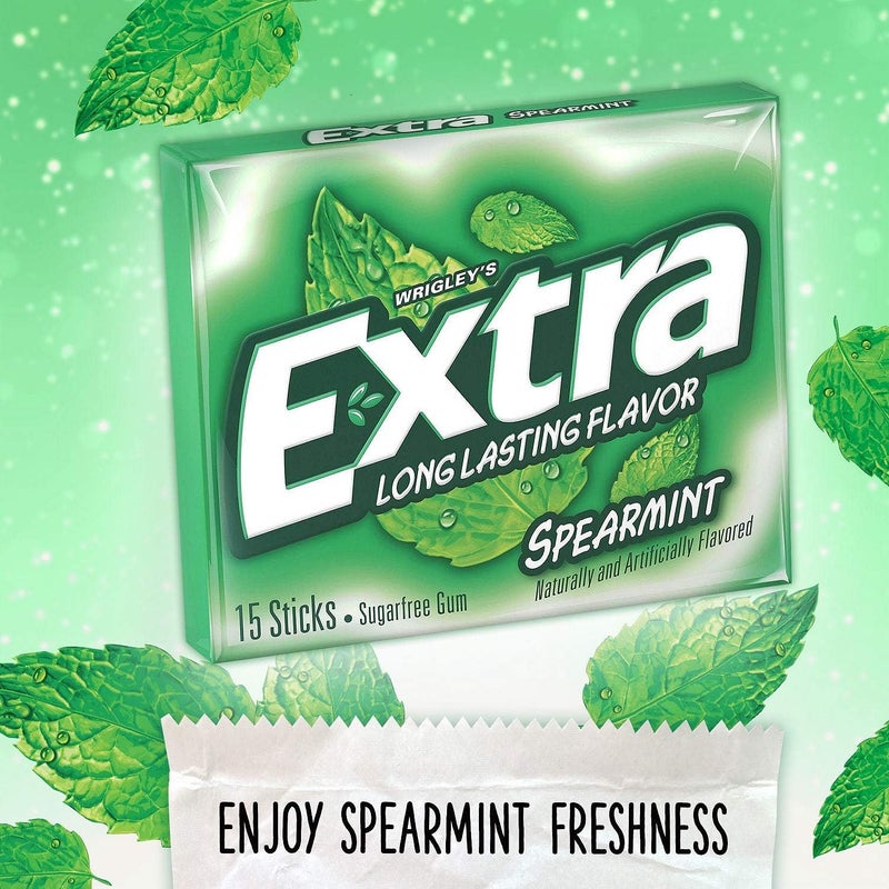 Extra Spearmint Sugar-Free Gum - 12 Packs of 15 Sticks Each - Image 3