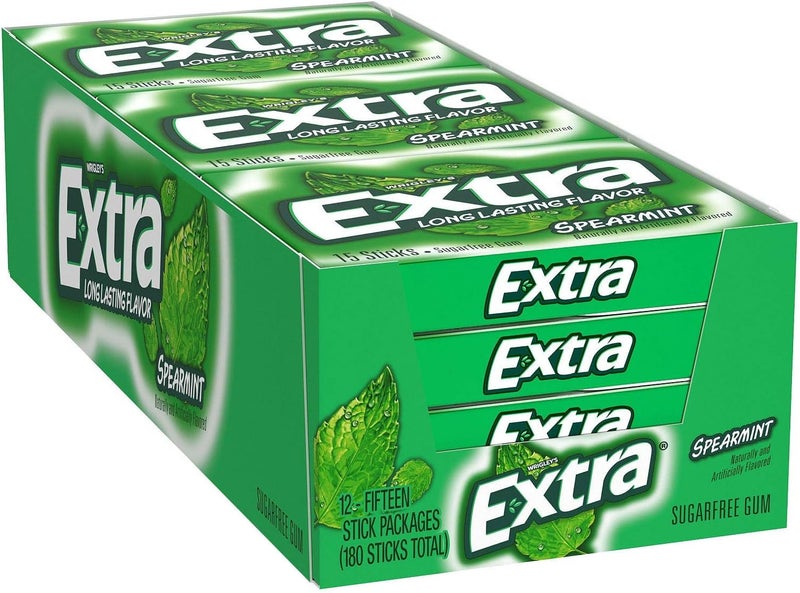 Extra Spearmint Sugar-Free Gum - 12 Packs of 15 Sticks Each - Image 1