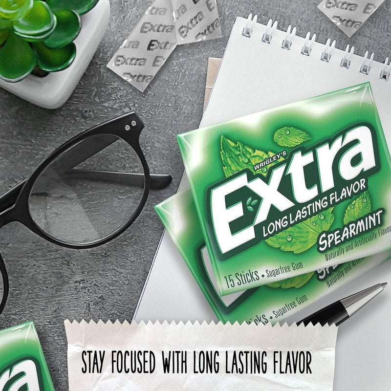 Extra Spearmint Sugar-Free Gum - 12 Packs of 15 Sticks Each - Image 4