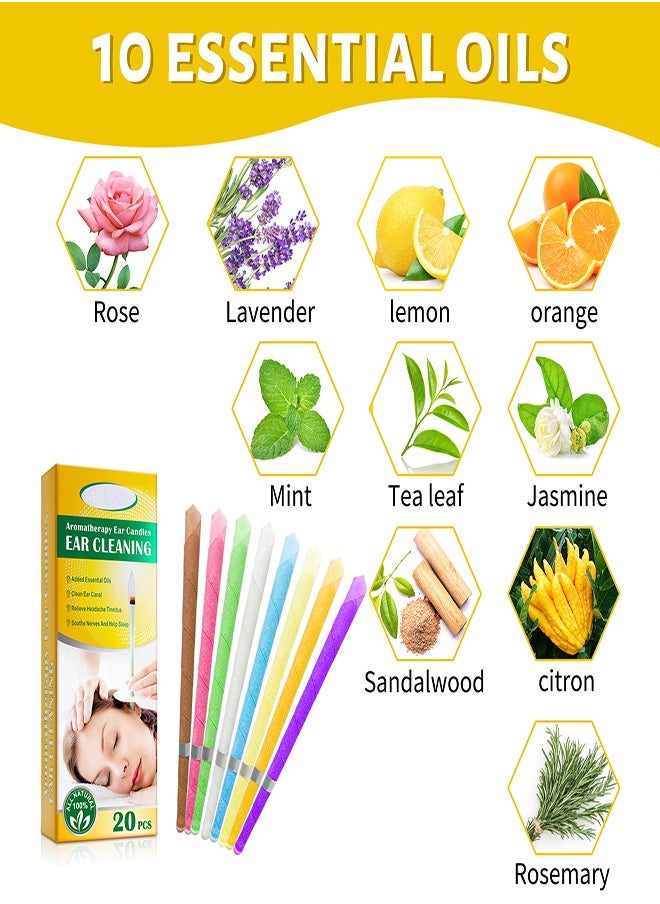 20 Pcs Aromatherapy Beeswax Ear Candle 10 Pcs Ear Protection Tray Set Reduce Tinnitus
