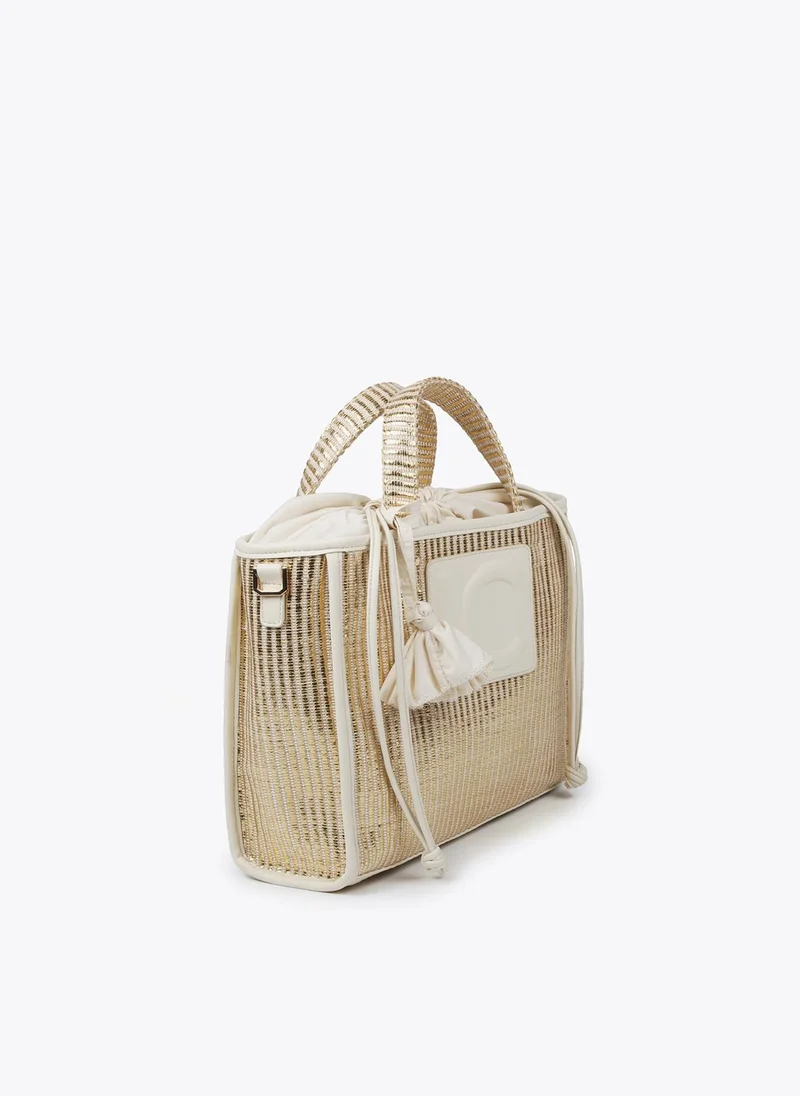 Lola Casademunt Small metallic raffia-effect tote bag