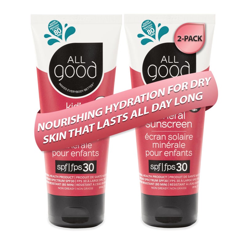 All Good Makes Everything Better All Good Baby & Kids Sunscreen Lotion for Face & Body - UVA/UVB Broad Spectrum, SPF 30, Zinc Oxide, Coral Reef Friendly, Water Resistant- Zinc, Shea Butter, Coconut Oil, Aloe (3 oz)(2-pack) - Image 1