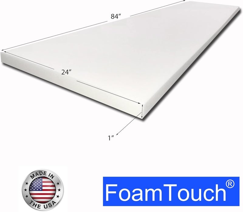 FoamTouch 1" X 24" X 84" Upholstery Foam Cushion High Density Standard (Seat Replacement, Upholstery Sheet, Foam Padding) - Image 2