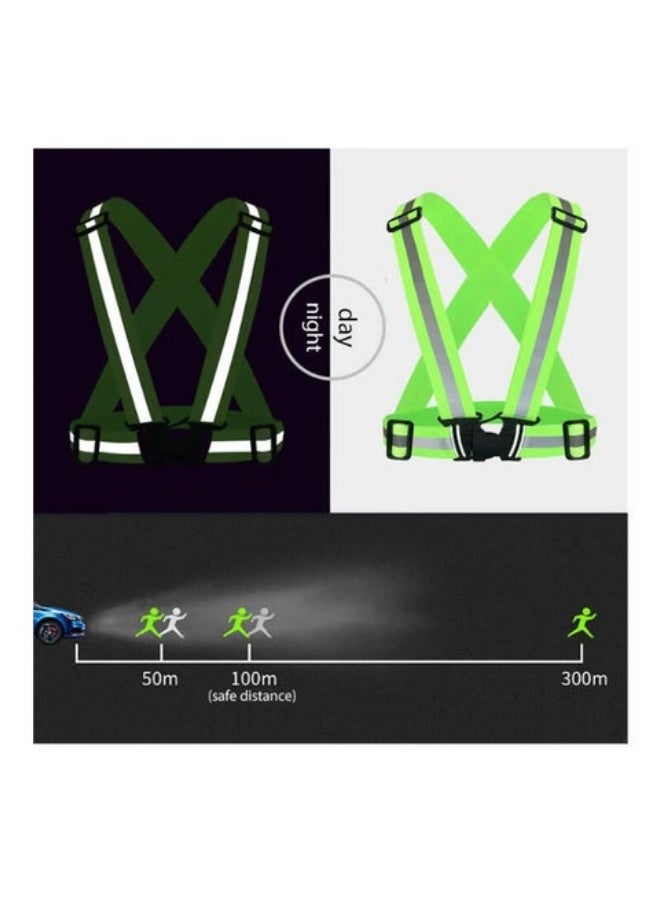 High Visibility Neon Reflective Belt Safety Vest | Fluorescent Green Reflective Safety Vest with Shoulder and Waist Straps | High Elastic Night Running and Cycling Vest | Includes One Pair of Reflective Wristbands - Image 2