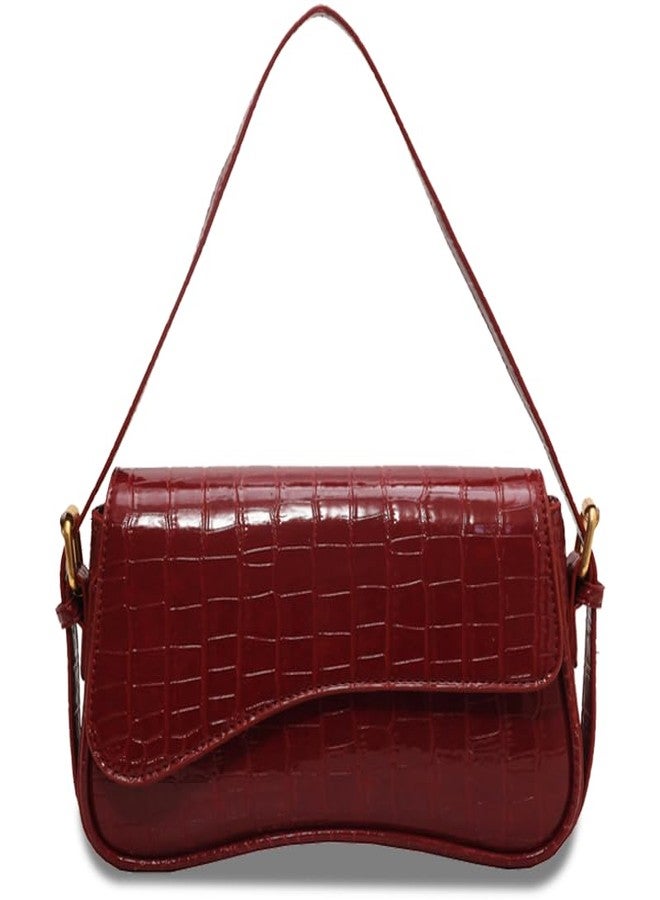HitTopss 2025 Small Shoulder Bag Y2K Purse for Women, Crocodile Clutch Purse Handbag Satchel Tote Bag Classic Retro Crossbody Bag (Red) - Image 1