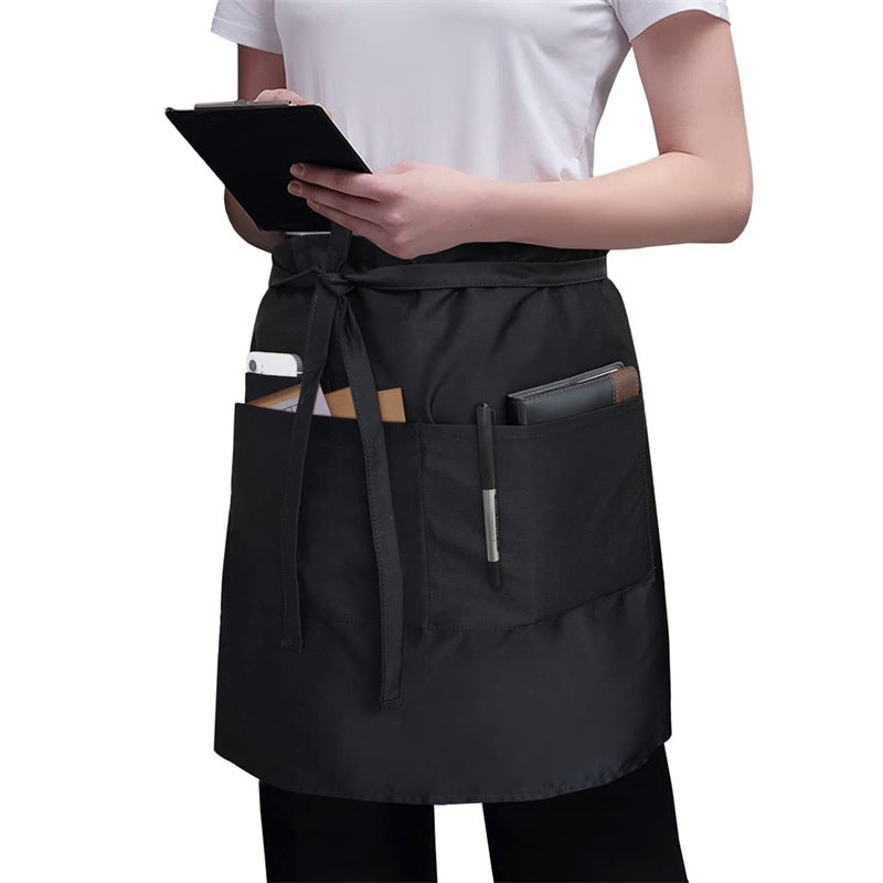Waiter Long Waist Apron Cross-border Medium Long Apron Restaurant Cafe Tavern Waiter Apron(Black, Free size) - Image 2