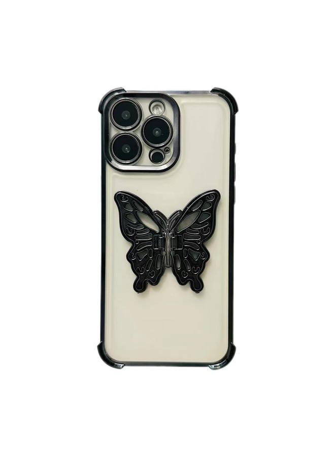 S-TOP Case For iPhone 13 Pro Max Electrpolated 3D Butterfly Holder TPU Phone Case - Image 1