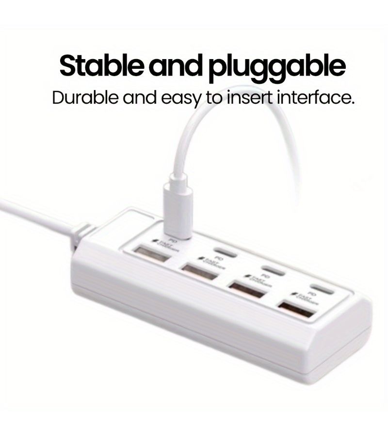 2 in 1 White USB Hub 8 Ports 4 USB and 4 PD 25W Fast Charging for Laptop - Image 4