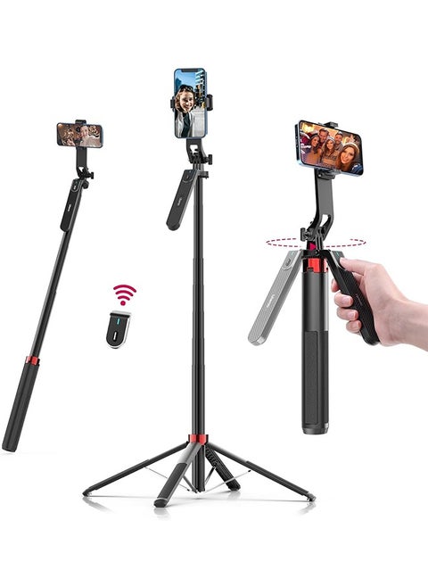 ULANZI MA09 Extendable Selfie Stick Tripod Stand - 71" Quadrapod with All-in-1 Phone Clip, Travel Tripod for iPhone, Sony, Canon Action Camera