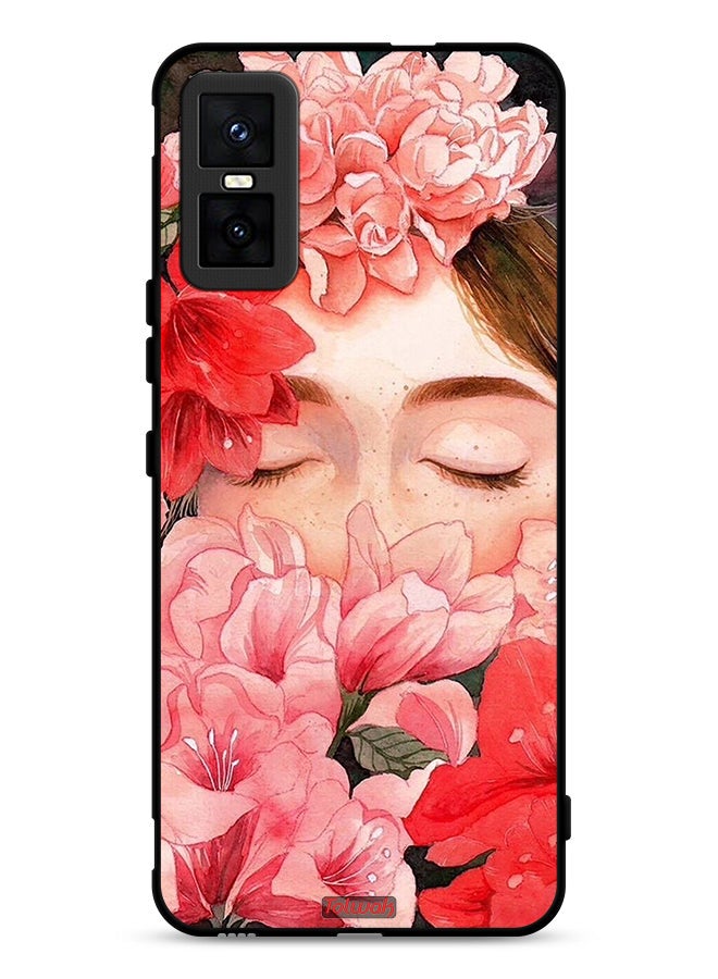 Tolwak Infinix GT 30 Pro Protective Case Cover Girl Face Hide In Flowers Art - Image 1