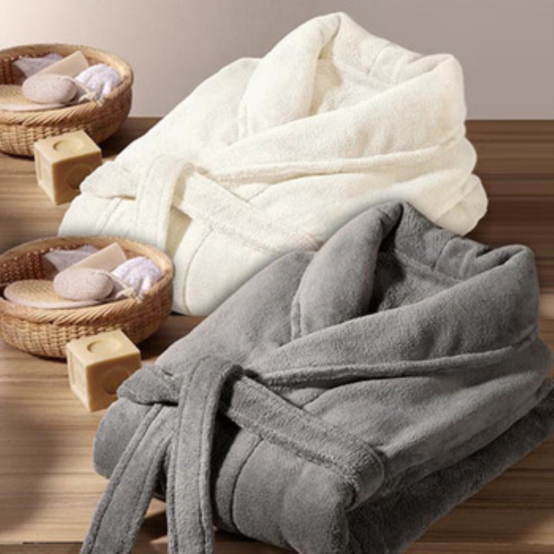 Coral Fleece Nightgown New Thickened Long Flannel Warm Pajamas Couple Plus Size Men And Women Home - Image 2