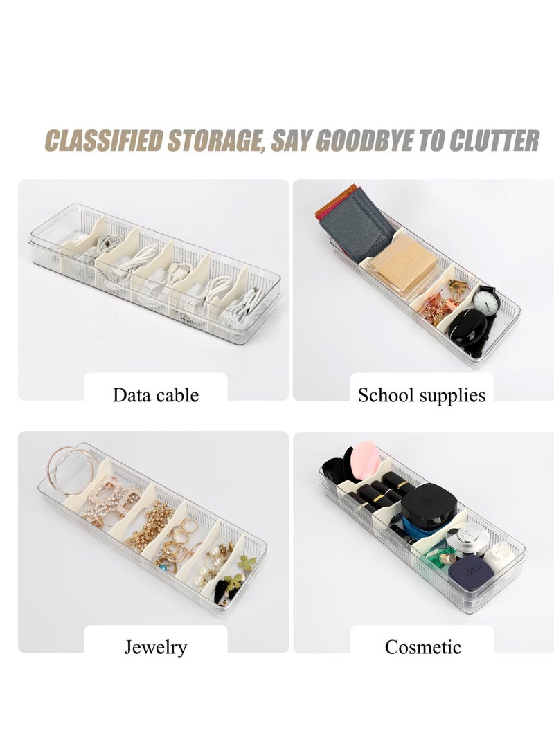 Excefore Cable Organizer Box, Double Layer Charger Organizer Box with Lid, Desktop Cord Organizer for Office and Home, Power Cord Organizer for Desk Accessories Storage, Stationery Supplies, White - Image 5