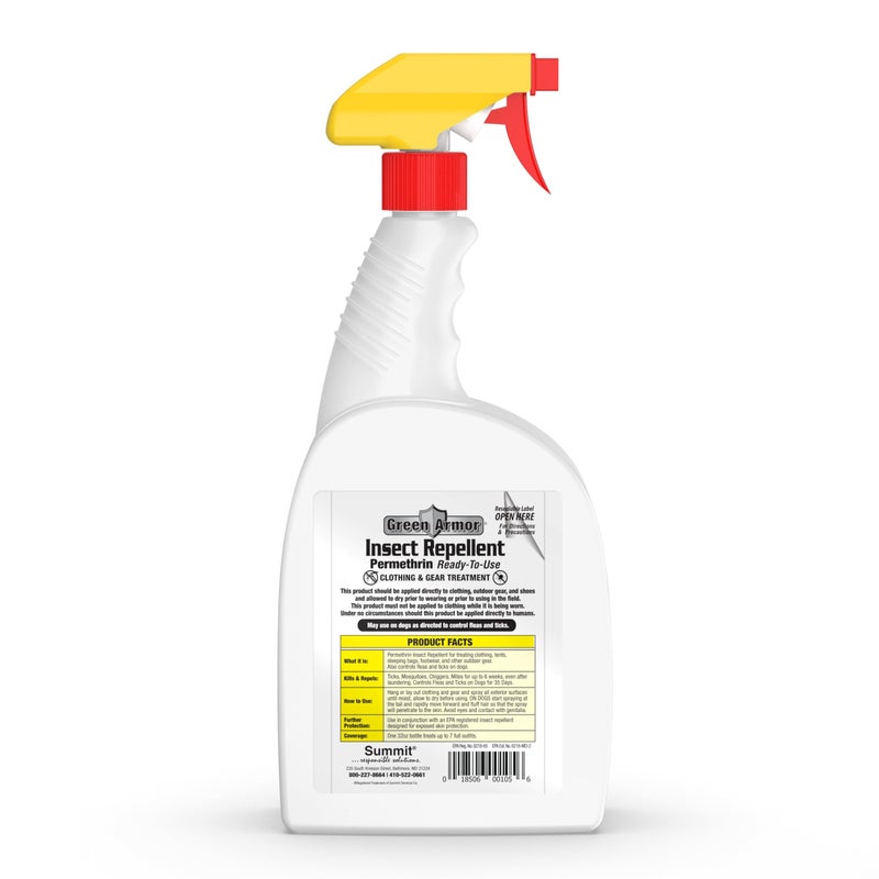SUMMIT Green Armor Insect Repellent Permethrin RTU, Trigger Spray, 32 Ounce - Image 2