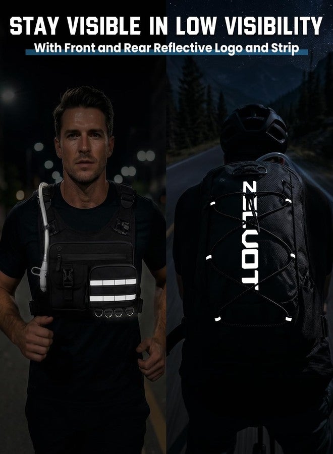 Zelvot Running Vest with 2L Water Bladder, 12L Hydration Backpack with Gear Holder, U.S. Design Patent, Lightweight Hydration Pack, Reflective Chest Pack for Men Women for Hiking (Black, M/L) - Image 4