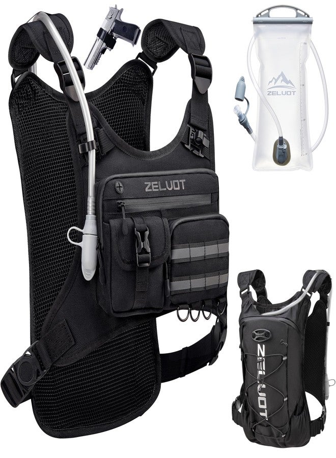 Zelvot Running Vest with 2L Water Bladder, 12L Hydration Backpack with Gear Holder, U.S. Design Patent, Lightweight Hydration Pack, Reflective Chest Pack for Men Women for Hiking (Black, M/L) - Image 1