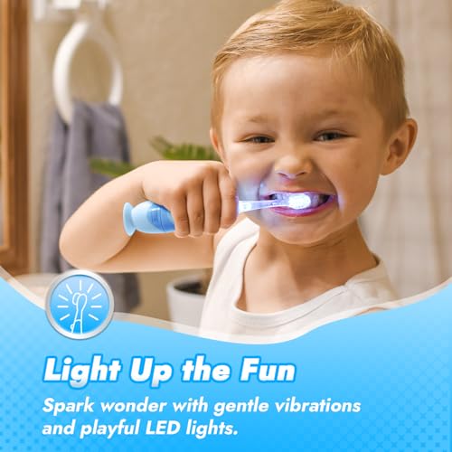 Papablic Toddler Sonic Electric Kids Toothbrush for Ages 1-3 Years, Baby Electric Toothbrush with Cute Penguin Cover and Smart LED Timer, 2 Brush Heads (Pippin) - Image 3