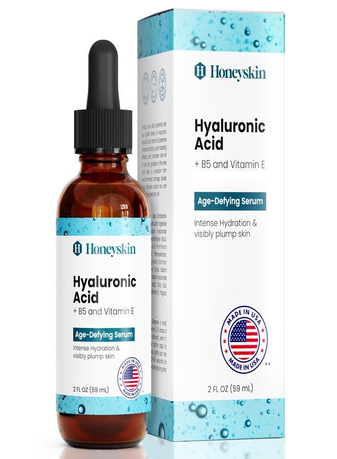 Honeyskin - Hyaluronic Acid Serum for Face with Vitamin E Oil for Skin - Anti-Aging and Hydrating Face, Hydration Moisturizer with B5 - Non-Greasy, Paraben Free, Wrinkle Reducing Serum - (2oz) - Image 1