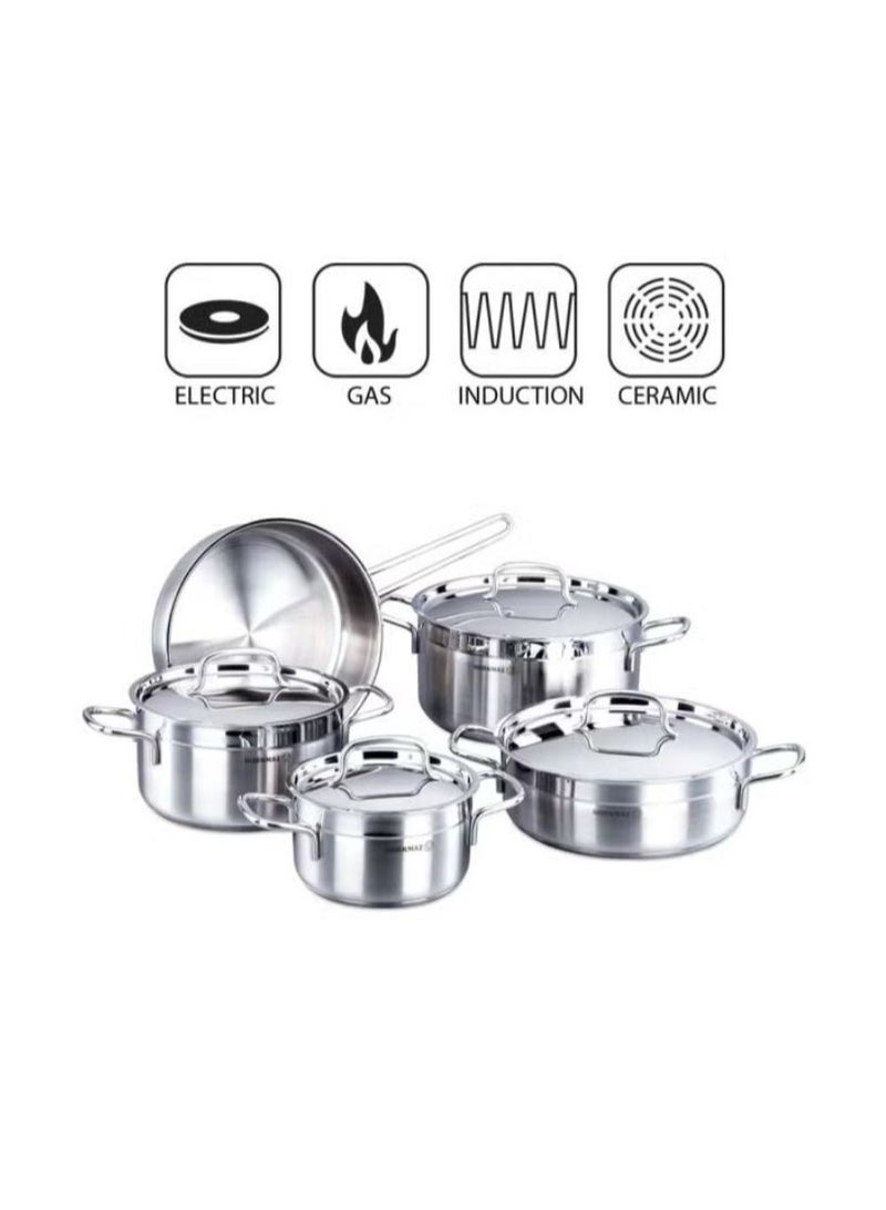 Korkmaz Alfa 9 Pieces Steel Cookware Set - Image 2