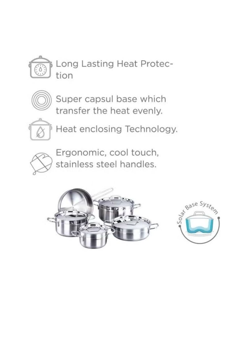 Korkmaz Alfa 9 Pieces Steel Cookware Set - Image 3