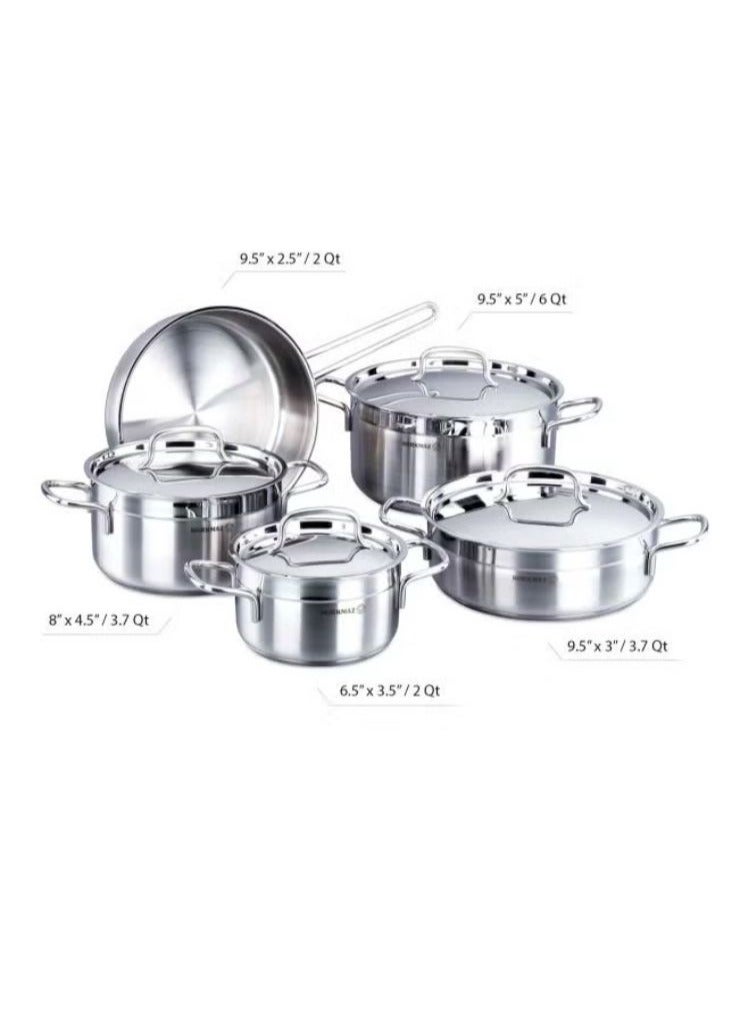 Korkmaz Alfa 9 Pieces Steel Cookware Set - Image 4