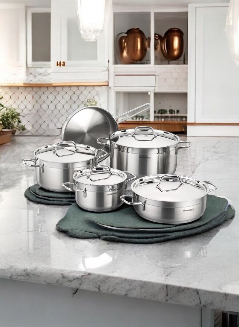 Korkmaz Alfa 9 Pieces Steel Cookware Set - Image 5