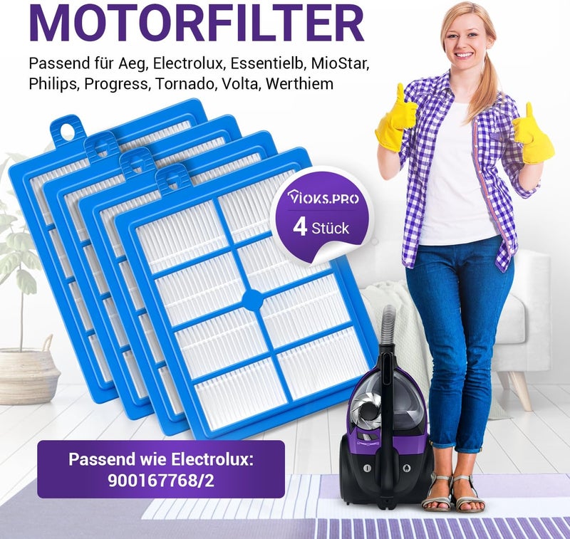 Vioks.pro Viоks.pro 4x Lamella Filter Vacuum Cleaner Replacement for AEG Vacuum Cleaner Filter HEPA13 AFS1W 900167768/2 EFH12 & Philiрs Filter Vacuum Cleaner FC8038/01 - Air Filter for Philiрs FC9150 & AEG LX7 - Image 2