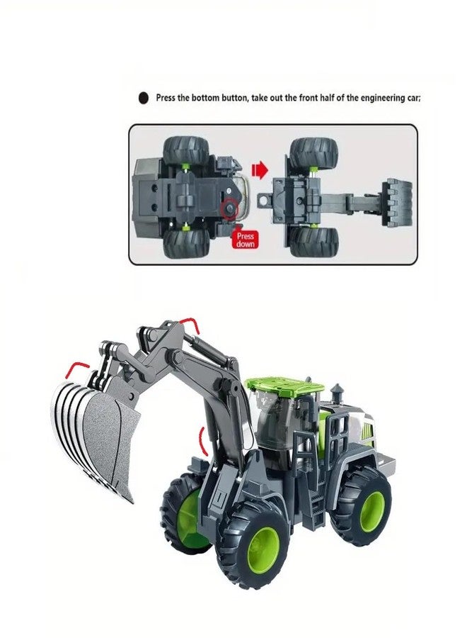 SHIPEASE Unbreakable Alloy Head Engineering Vehicle Inertial Bulldozer for Kids Boys Friction Powered Excavator Construction Truck Toy Set with Realistic Shape Models - Image 3