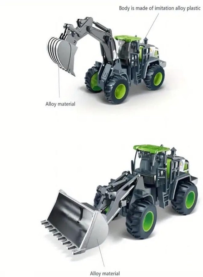 SHIPEASE Unbreakable Alloy Head Engineering Vehicle Inertial Bulldozer for Kids Boys Friction Powered Excavator Construction Truck Toy Set with Realistic Shape Models - Image 4
