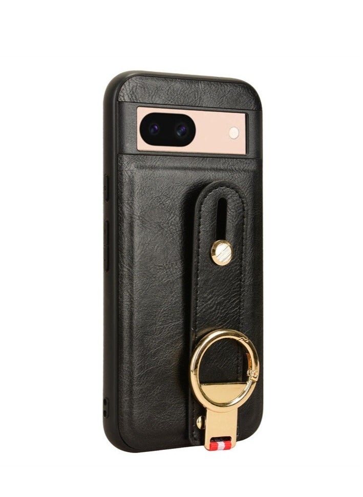 Google Pixel 8A  Case with Card Holder Wallet, Ring Holder Stand, RFID-Blocking, Wrist Strap, Camera Protector