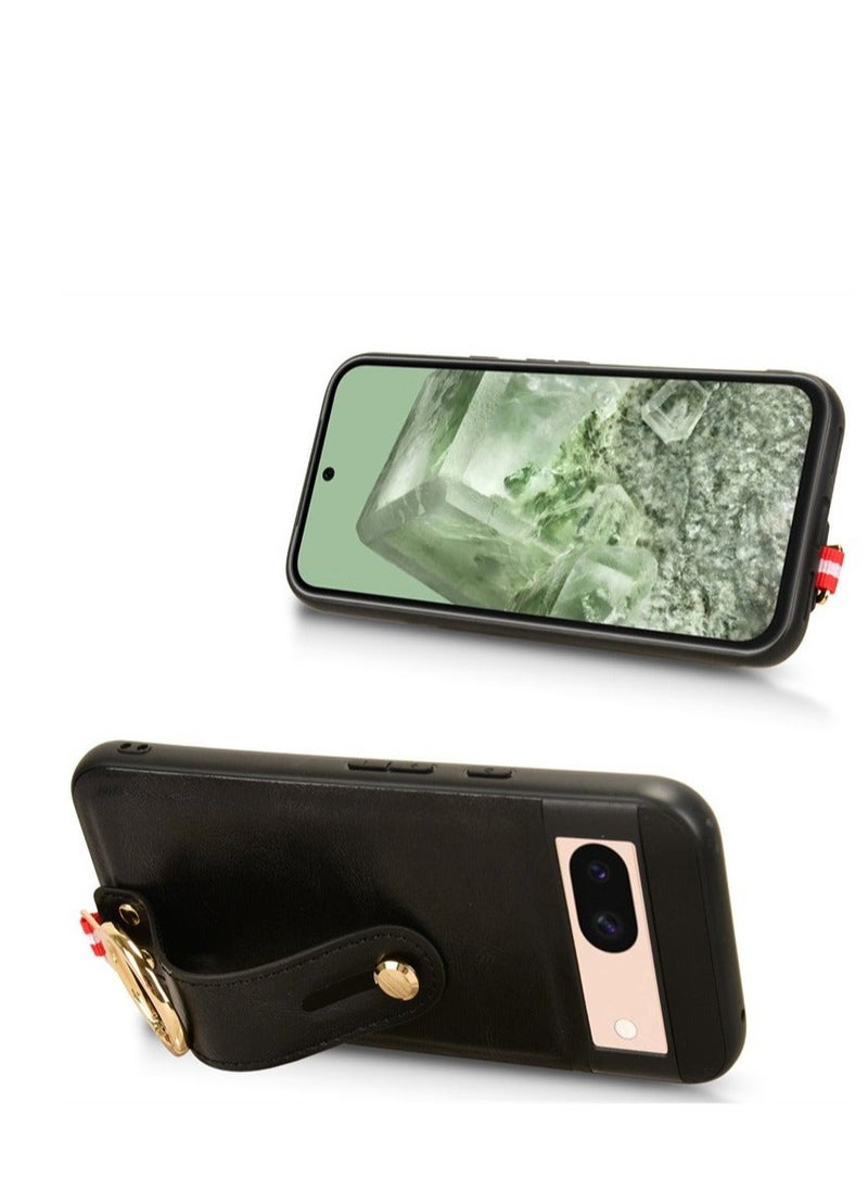 Google Pixel 8A  Case with Card Holder Wallet, Ring Holder Stand, RFID-Blocking, Wrist Strap, Camera Protector