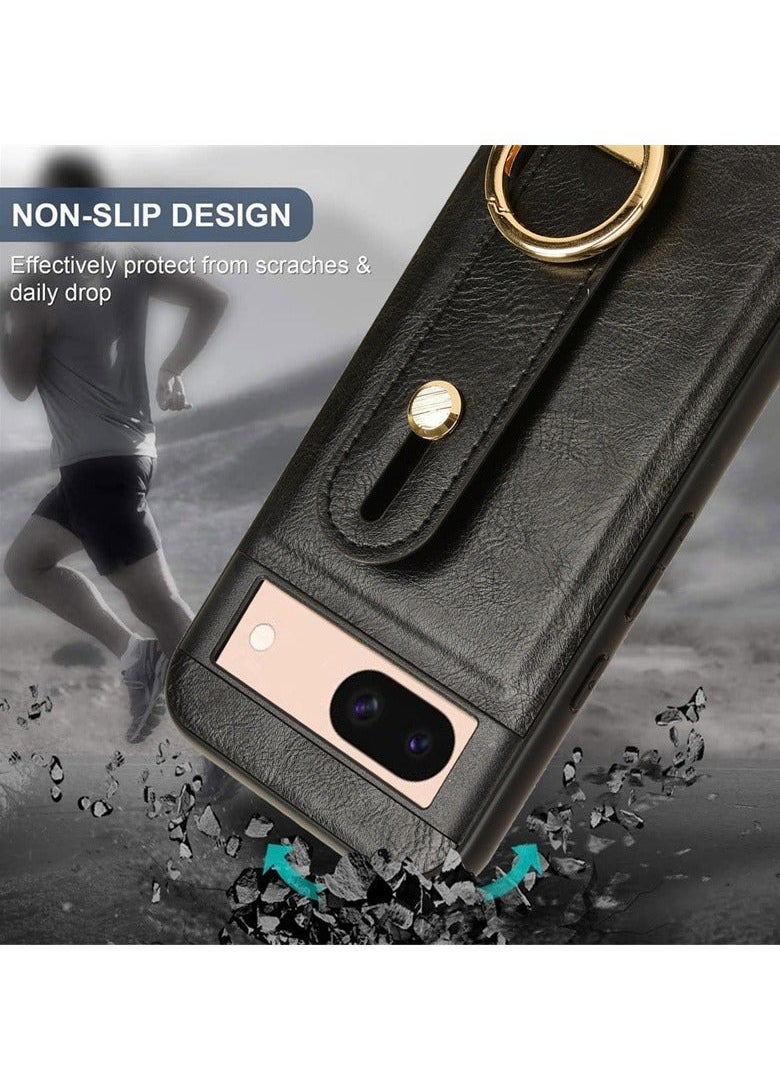 Google Pixel 8A  Case with Card Holder Wallet, Ring Holder Stand, RFID-Blocking, Wrist Strap, Camera Protector