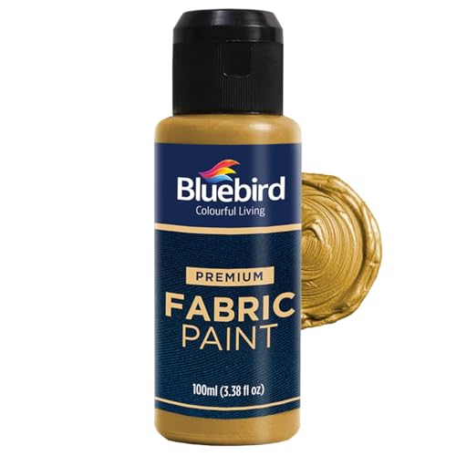 BLUEBIRD Fabric Paint, Light Gold, 3.4 Fl Oz, Permanent Fabric Paints for Clothes, Furniture Upholstery - Image 1