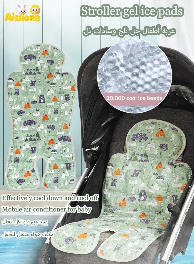 Aissiora Baby stroller cooling mat ice pad Stroller seat cushion Stroller gel cooling pads Child safety seat cooling pads The principle of scientific and technological cooling Cool and breathable Dissolve your baby's body heat Suitable for summer to bring continuous cooling to your baby Common to all models 27*13 inches (green)  - Image 1