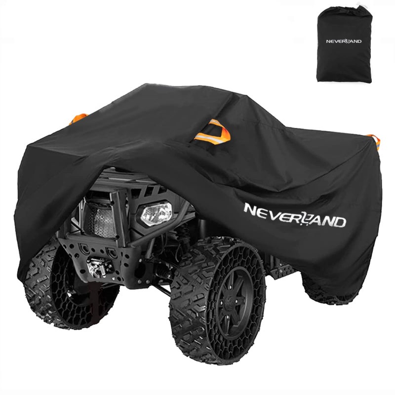 NEVERLAND ATV Cover Waterproof Heavy Duty 4 Wheeler Cover Quad Cover All Season Weather Proof Outdoor UV Protection for Polaris Yamaha Suzuki Honda Black XLarge