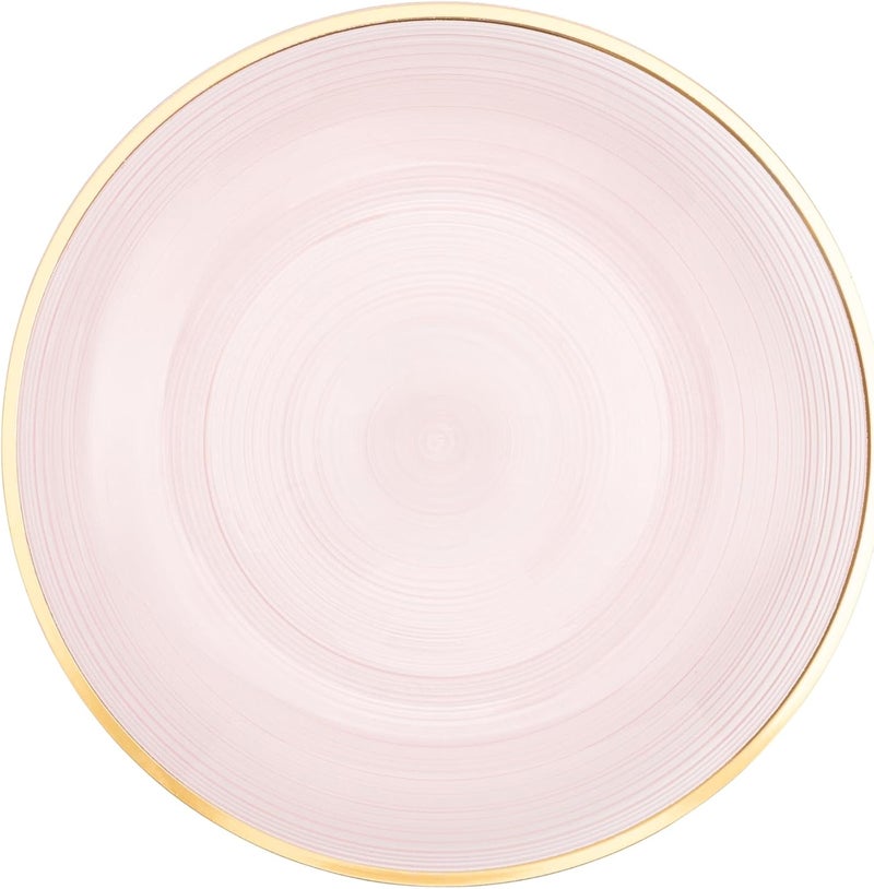 PLASTICPRO 128 Pieces Crystal Design Plastic Plates Combo Pack 7 inch and 10 inch Gold Rim Elegant Disposable Plates, Transparent Pink - Image 4