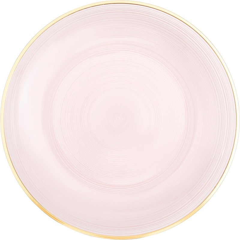 PLASTICPRO 128 Pieces Crystal Design Plastic Plates Combo Pack 7 inch and 10 inch Gold Rim Elegant Disposable Plates, Transparent Pink - Image 5
