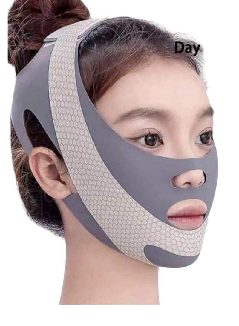 إسكدنيا شريط فراج الوجه على شكل V لرفع الوجه أثناء النوم، مريح وتقليل ازدواج الذقن، رفع الوجه، شد الوجه، تمارين الوجه مع أدوات تدليك، مناسب للعناية بالجمال والرعاية الشخصية - Image 1