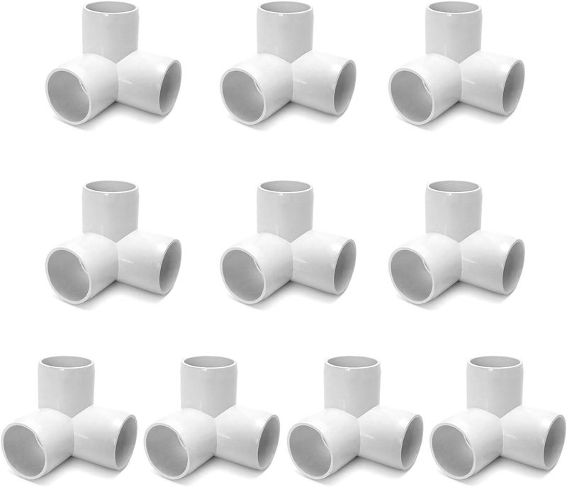 QWORK 3 Way 3/4" Tee PVC Fitting Elbow, 10Pack PVC Fitting Connector,Furniture Grade,for Building Furniture and PVC Structures,White - Image 1