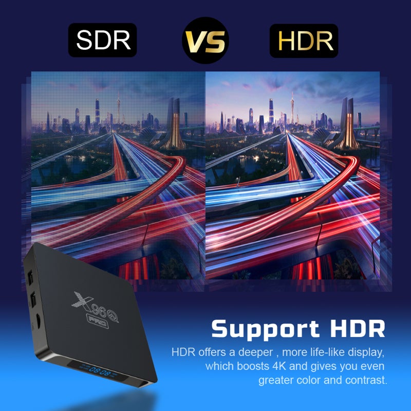 علبة التلفزيون الذكي: مشغل الوسائط 4K UHD بنظام أندرويد 10.0 مع معالج CPU رباعي النواة Allwinner H313 للترفيه المنزلي، ذاكرة الوصول العشوائي 1 جيجا بايت وذاكرة القراءة/الكتابة 8 جيجا بايت، لون أسود - Image 4