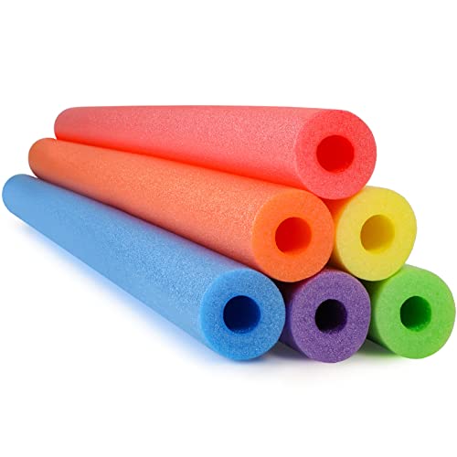 Hanaive 6 Pack Pool Noodles Swimming Floating Foam Tube 52 Inch Hollow Swim Noodles Bulk Floats Heavy Duty for Swimming Decoration Craft Projects MultiPurposeColorful - Image 1
