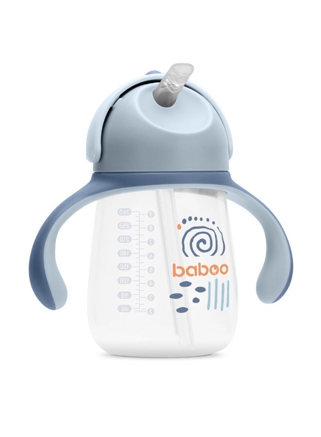 Baboo Sippy Cup with Silicone Straw for Baby 9+ Months, Non Spill Cup for Toddlers, Baby Straw Cup with Handles, Spill-Proof, Leak-Proof Soft Spout Cup 260ml (8.5 oz), BPA-Free (Blue Haze) - Image 1