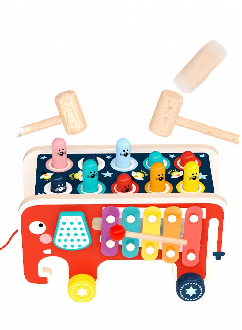Wooden Activity Cubes, Peg Pounding Bench, Wooden Hammering and Pounding Toys with 2 mallets, Early Development Toy with mallets - Image 2