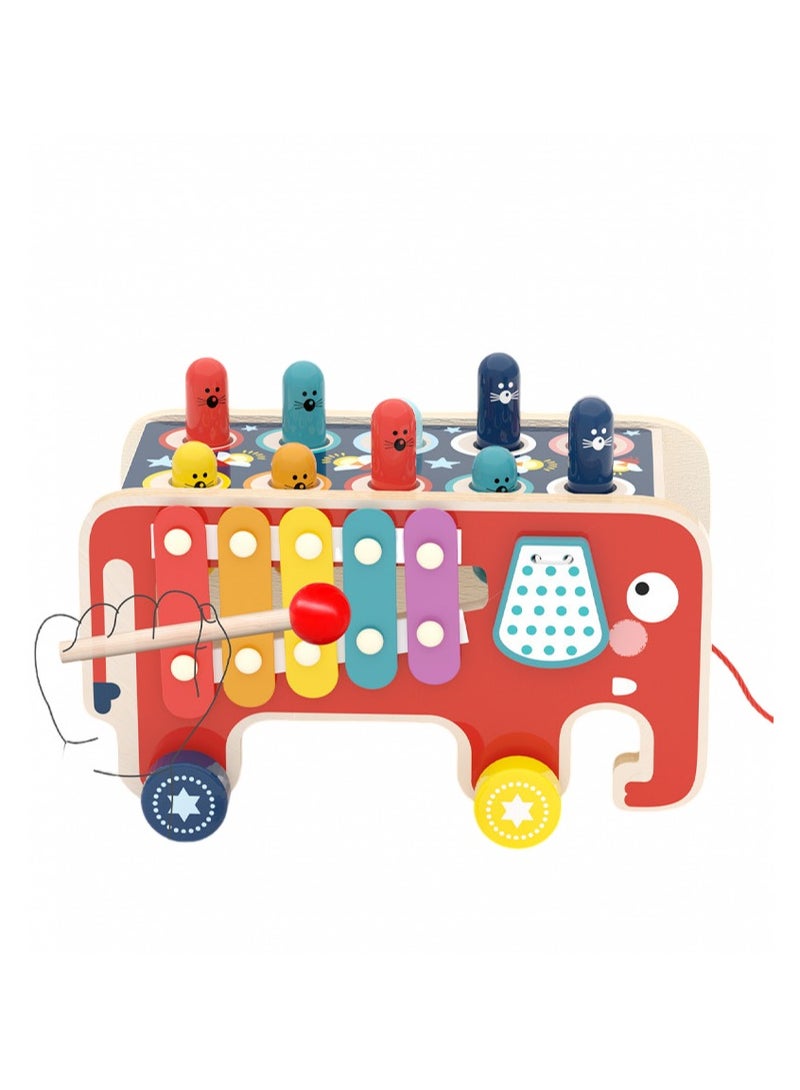 Wooden Activity Cubes, Peg Pounding Bench, Wooden Hammering and Pounding Toys with 2 mallets, Early Development Toy with mallets - Image 3