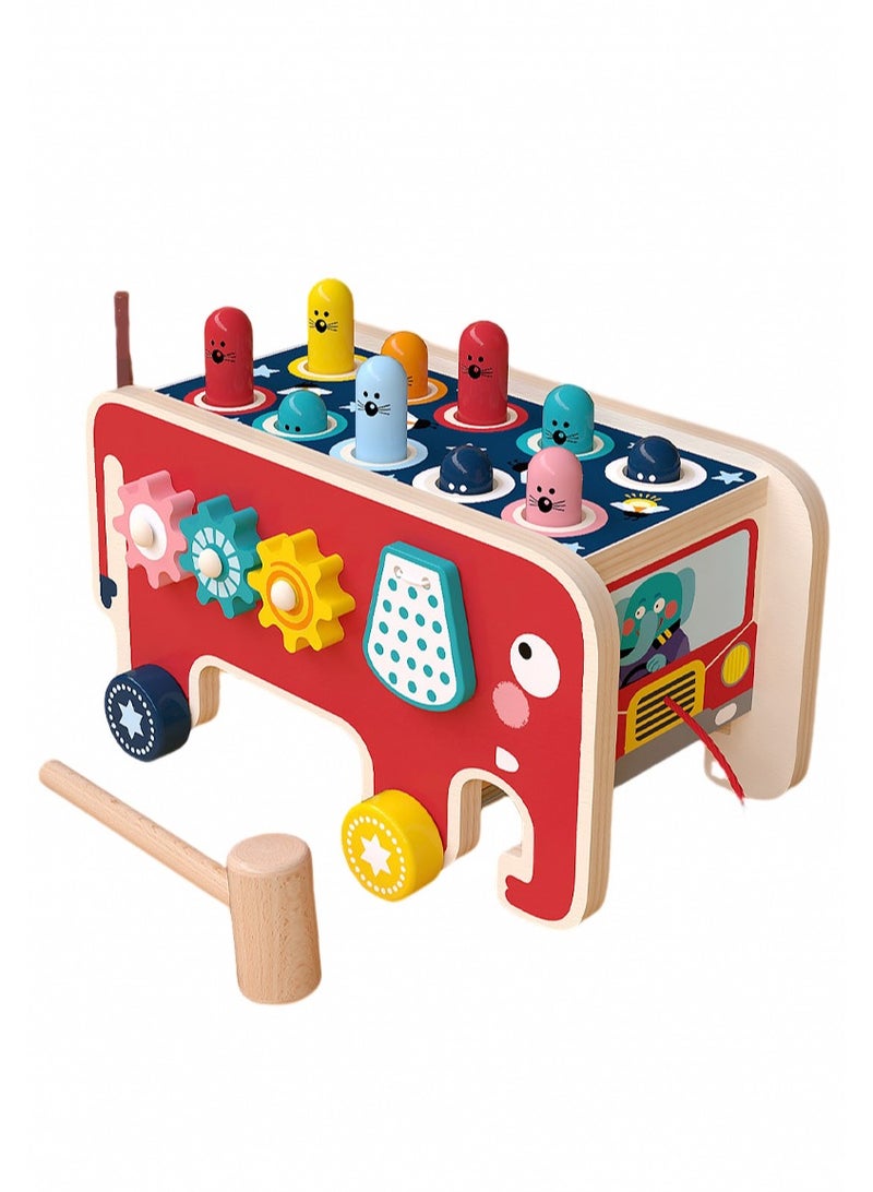 Wooden Activity Cubes, Peg Pounding Bench, Wooden Hammering and Pounding Toys with 2 mallets, Early Development Toy with mallets - Image 1