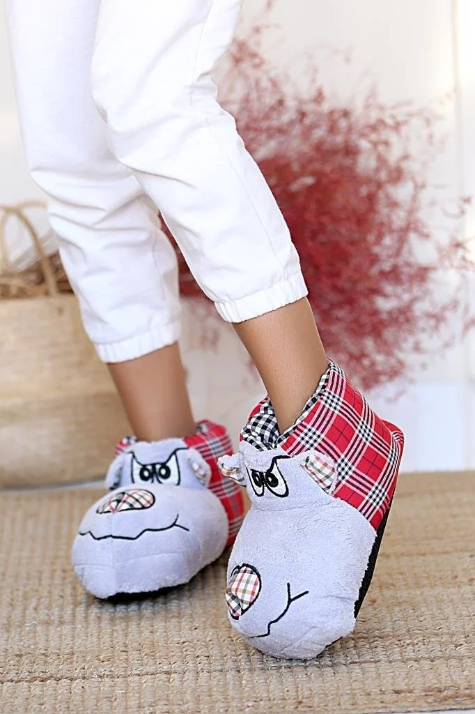 Pembe Potin Pink Potin Unisex Panduf A095-20 Gray Red Plaid