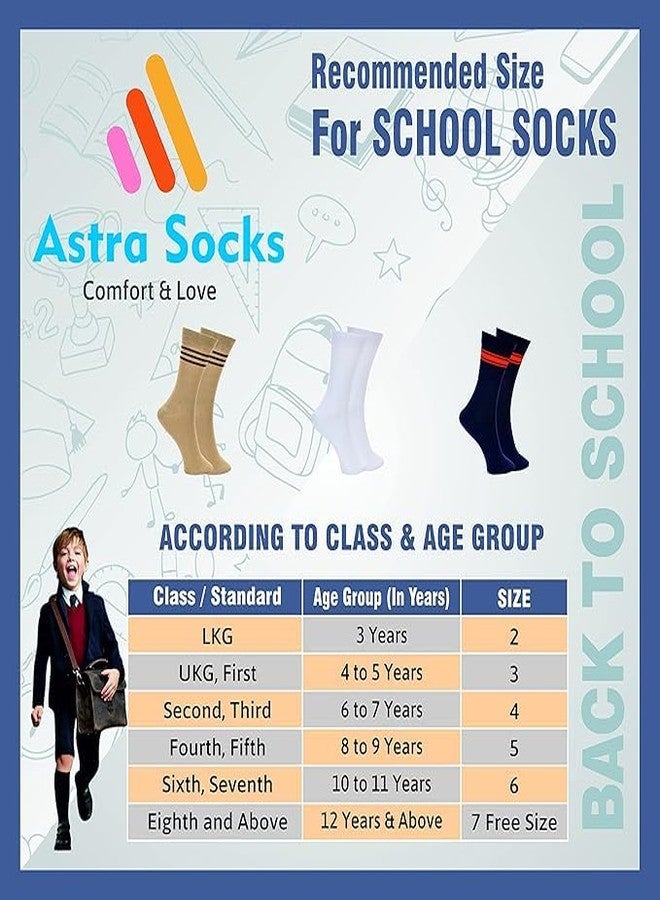 Astra School Socks - Pure Cotton with Spandex (White) - Pack of 3 Pairs (Size 2 | 2-3 Years) - Image 5