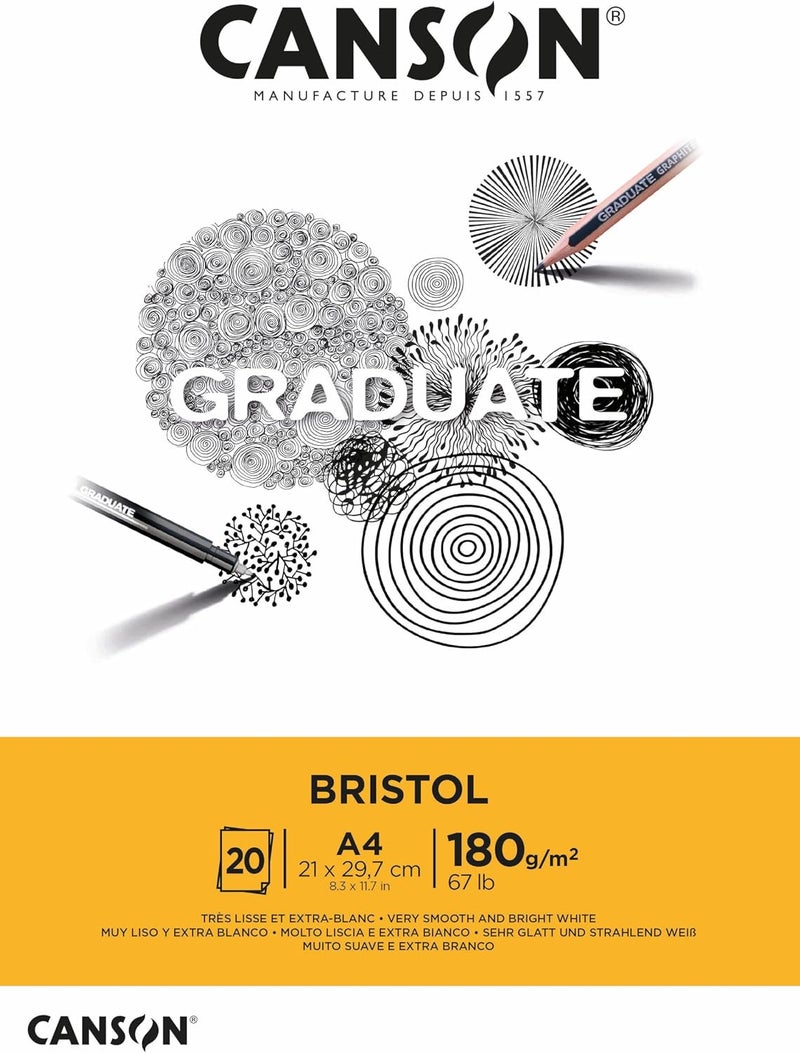 Canson® Graduate® Bristol Paper Pad, A4, 180gsm, 20 Sheets