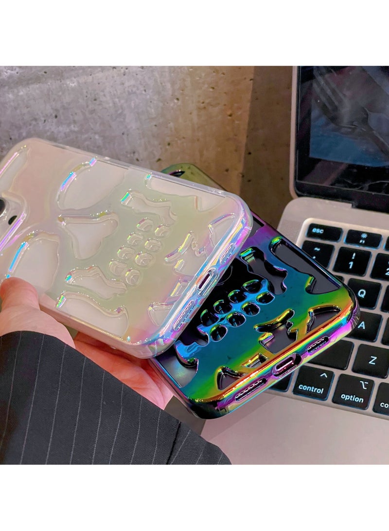 For iPhone 16 Pro Max Cool Case, Plating Skull Laser Colorful Hollow Out Electroplate Glossy Slim Thin Phone Cover for iPhone 16 Pro Max, Black - Image 5
