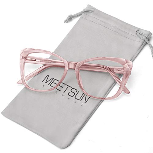 MEETSUN Blue Light Blocking Glasses for Women Anti Eyestrain Filter Blue Ray Computer Game Glasse&UV/Reduce Glare Lens (Pink Frame) - Image 1
